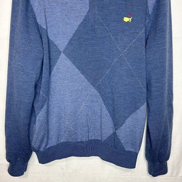 Fairway & Greene Masters Golf 1/4 Zip Argyle Italian Merino Wool Sweater Sz L - Picture 5 of 10